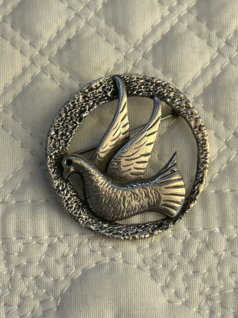 Silver-Tone Dove Brooch